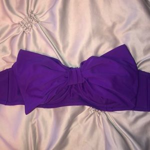 Padded purple bow bikini top - adjustable